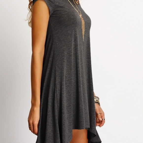 SHEIN Asymmetrical Hem Heathered Tee Dress - Picture 5 of 10